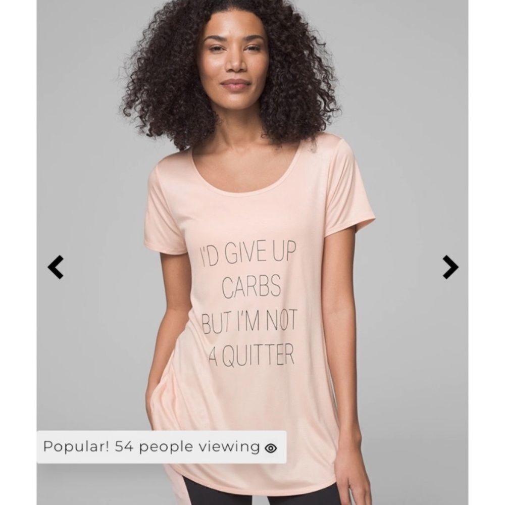 Soma I’d Give Up Carbs But I’m Not A Quitter V Neck Tee Shirt XS NWT